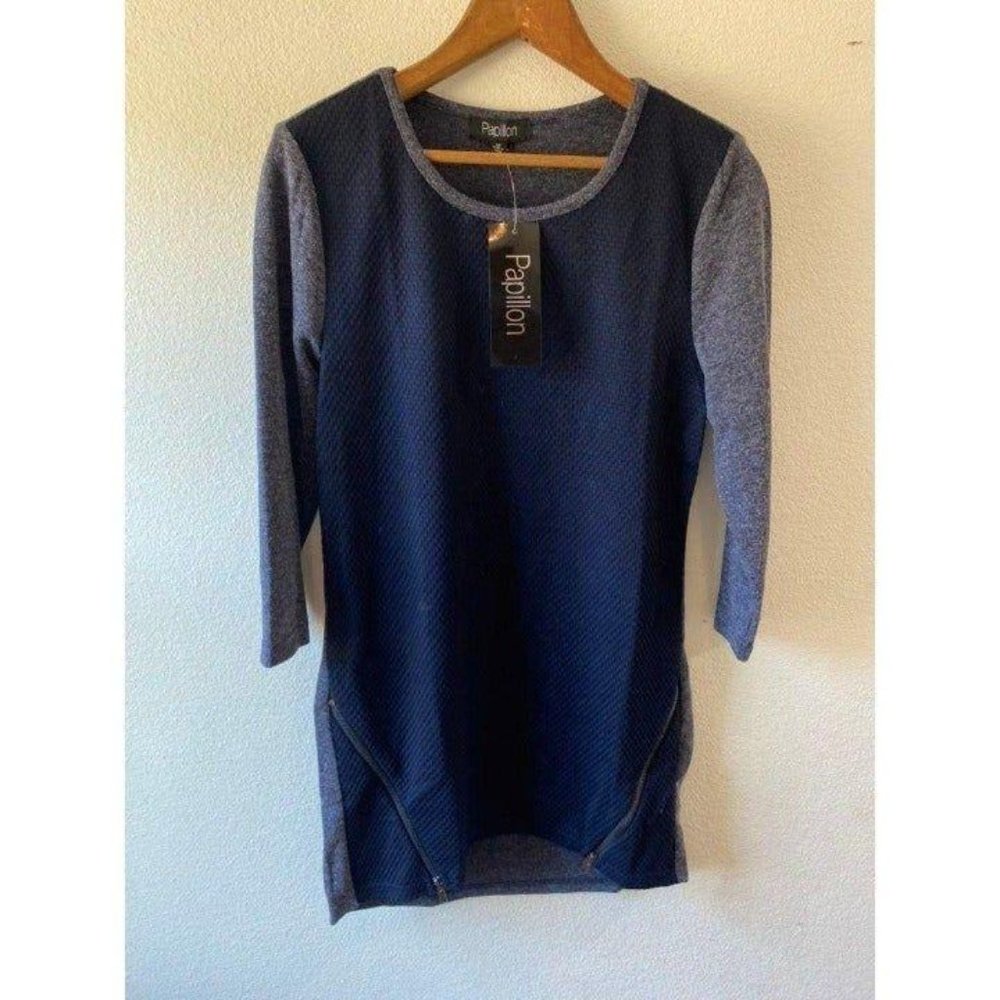 PAPILLON Textured Knit Dress Navy Size S - Picture 5 of 12